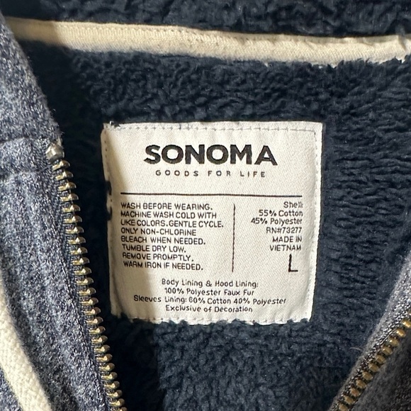 Men's Sonoma Navy  and Gray Zip-Up Hoodie - Picture 2 of 5